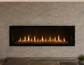 Long linear gas fireplace