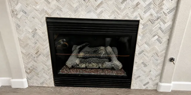 Before: Silver fire glass with a custom pan