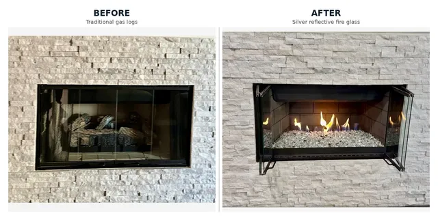 Before: Silver reflective fire glass conversion